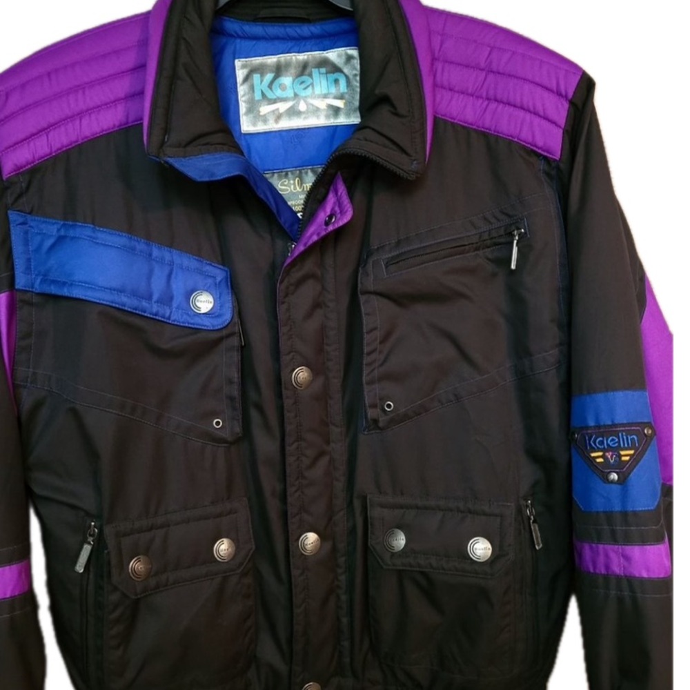 💜🖤Vintage Kaelin Snowboard Ski Jacket Colorblock Retro 90's L - Picture 3 of 6